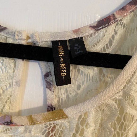 Floral and Lace Cold Shoulder Blouse - Picture 3 of 6